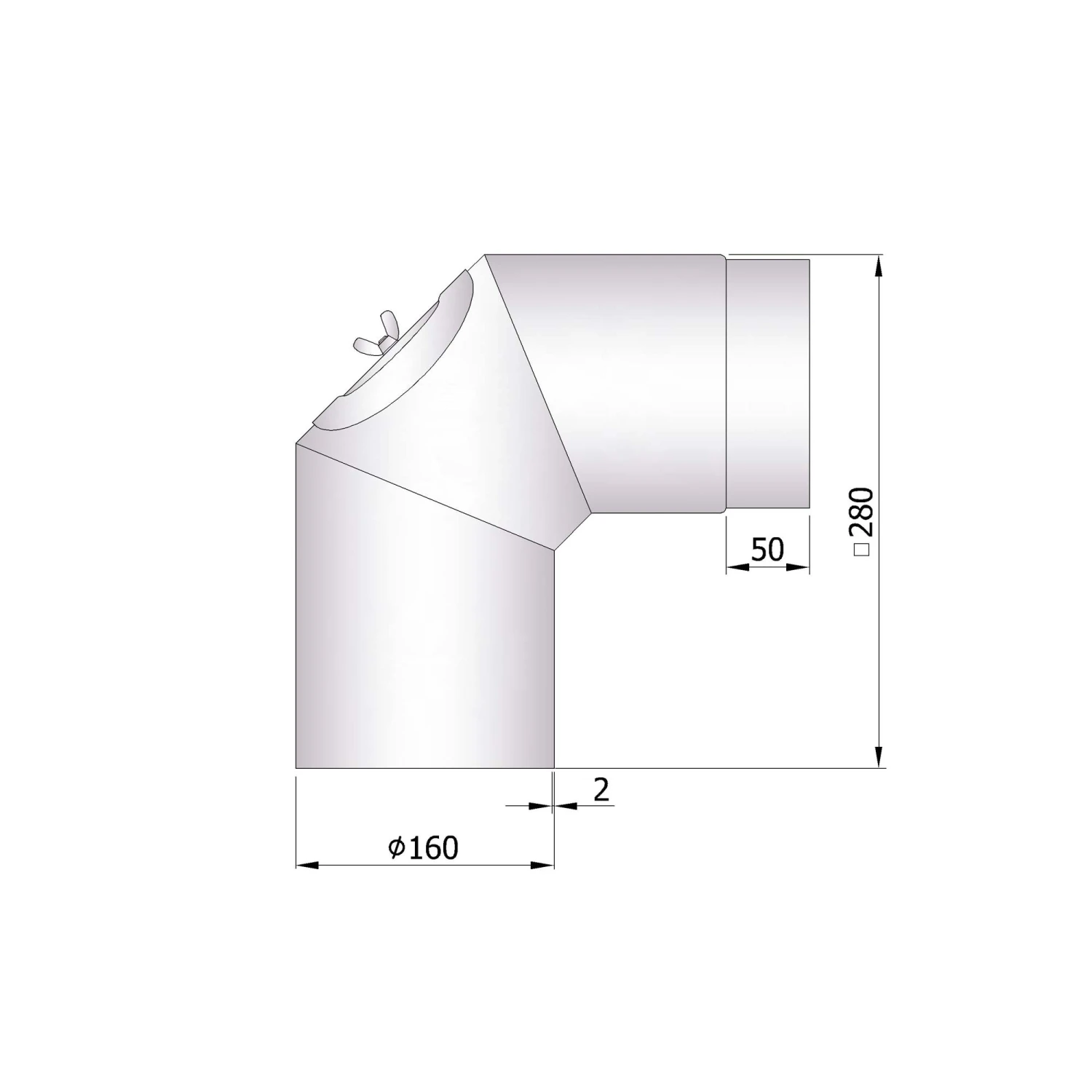 Rauchrohrbogen Stahl 2x 45° Unlackiert Mit Tür 2 Rauchrohrbogen Stahl 2x 45° Unlackiert Mit Tür – Bild 2