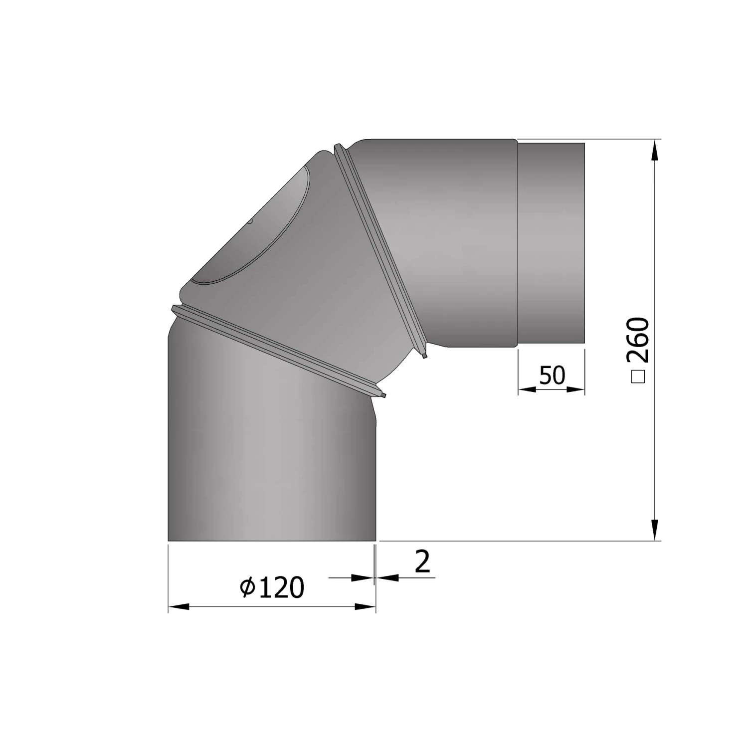 Rauchrohrbogen Stahl Verstellbar 0-90° Hellgrau Mit Putztür 5 Rauchrohrbogen Stahl Verstellbar 0-90° Hellgrau Mit Putztür – Bild 5