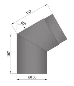 Rauchrohrbogen Stahl 60° Ø 150 Mm Schwarz -Silca BQQ Geschaft 1860 1
