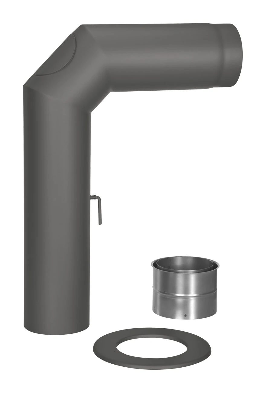 Rauchrohr Set Stahl 2x 45° 700 X 500 Mm Schwarz 2 Rauchrohr Set Stahl 2x 45° 700 X 500 Mm Schwarz – Bild 2