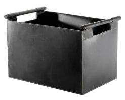 Holzkorb Leder, Rechteckig, 43 X 30 X 29 Cm, Schwarz