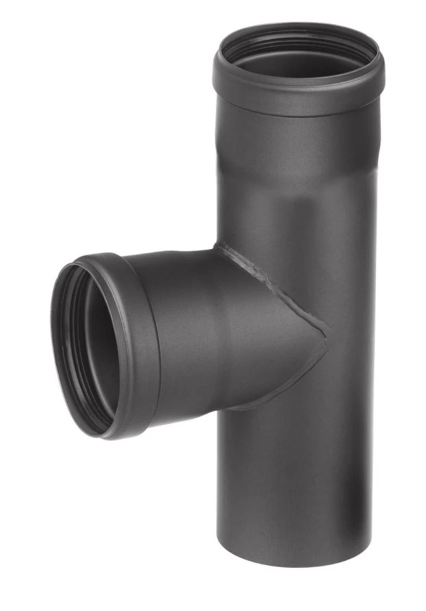 T-Stück Pellet-Ofenrohr Stahl 90° Schwarz, Steckende-Muffe 1 T-Stück Pellet-Ofenrohr Stahl 90° Schwarz, Steckende-Muffe