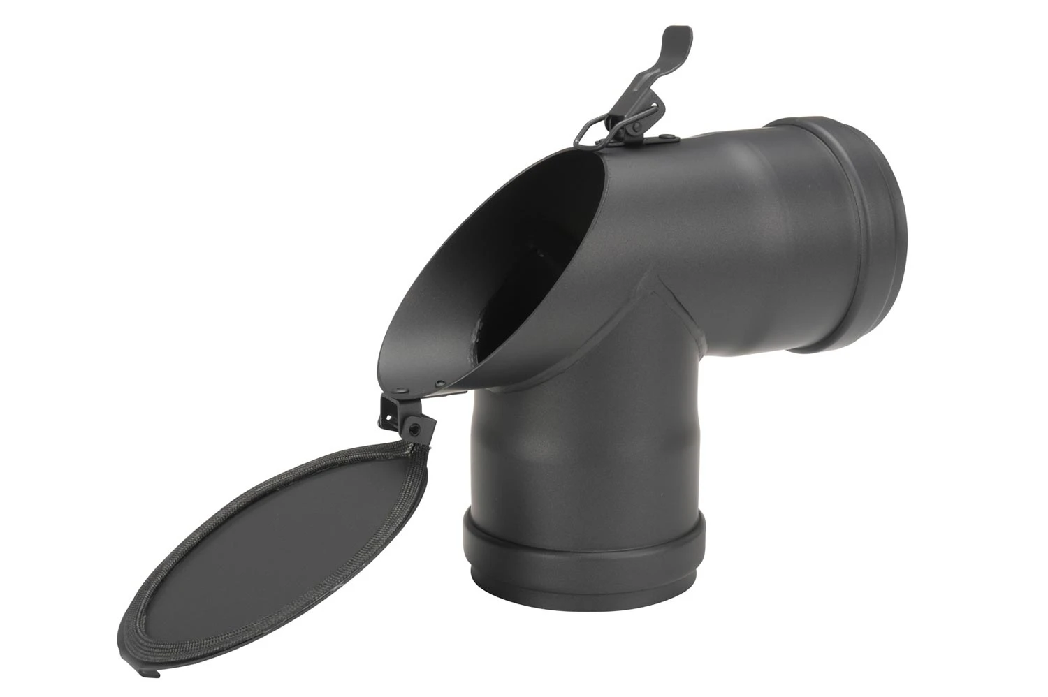 T-Stück Pellet-Ofenrohr 90° Schwarz Mit 45° Prüföffnung, Muffe-Muffe 7 T-Stück Pellet-Ofenrohr 90° Schwarz Mit 45° Prüföffnung, Muffe-Muffe – Bild 7