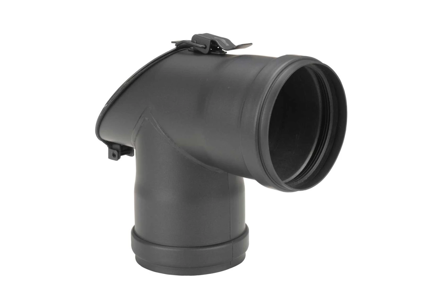 T-Stück Pellet-Ofenrohr 90° Schwarz Mit 45° Prüföffnung, Muffe-Muffe 2 T-Stück Pellet-Ofenrohr 90° Schwarz Mit 45° Prüföffnung, Muffe-Muffe – Bild 2