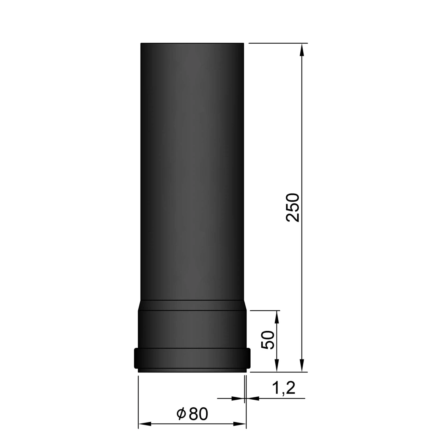 Pellet-Ofenrohr Stahl 250 Mm Schwarz 2 Pellet-Ofenrohr Stahl 250 Mm Schwarz – Bild 2