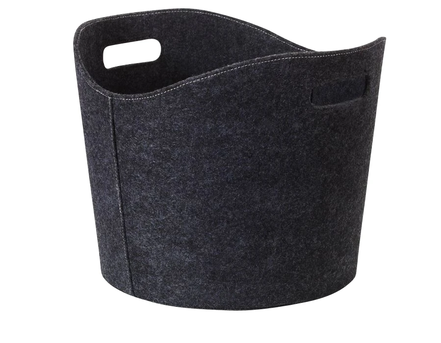 Holzkorb Filz Rund Ø 39 X 31 Cm, Anthrazit 1 Holzkorb Filz Rund Ø 39 X 31 Cm, Anthrazit
